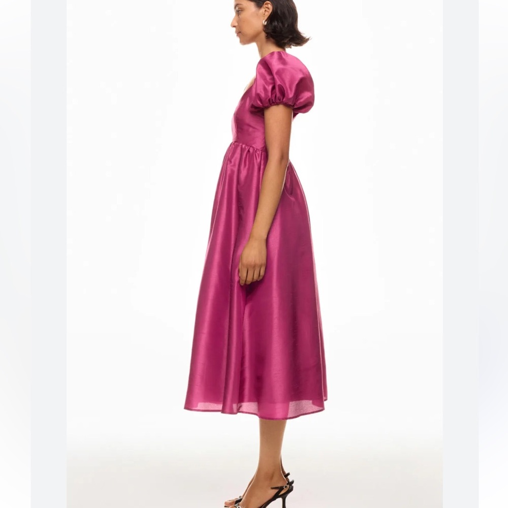 Hutch Magenta Puff-Sleeve Midi Dress - Picture 3 of 9